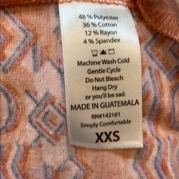 LuLaRoe Pink Aztec Print Tunic Top XXS - Picture 5 of 6